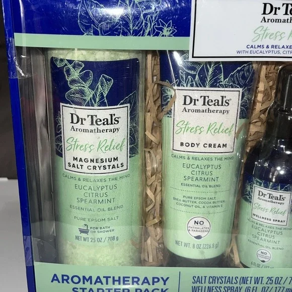Dr Teals Aromatherapy Stress Relief 5 Piece Gift Set Eucalyptus Citrus Spearmint